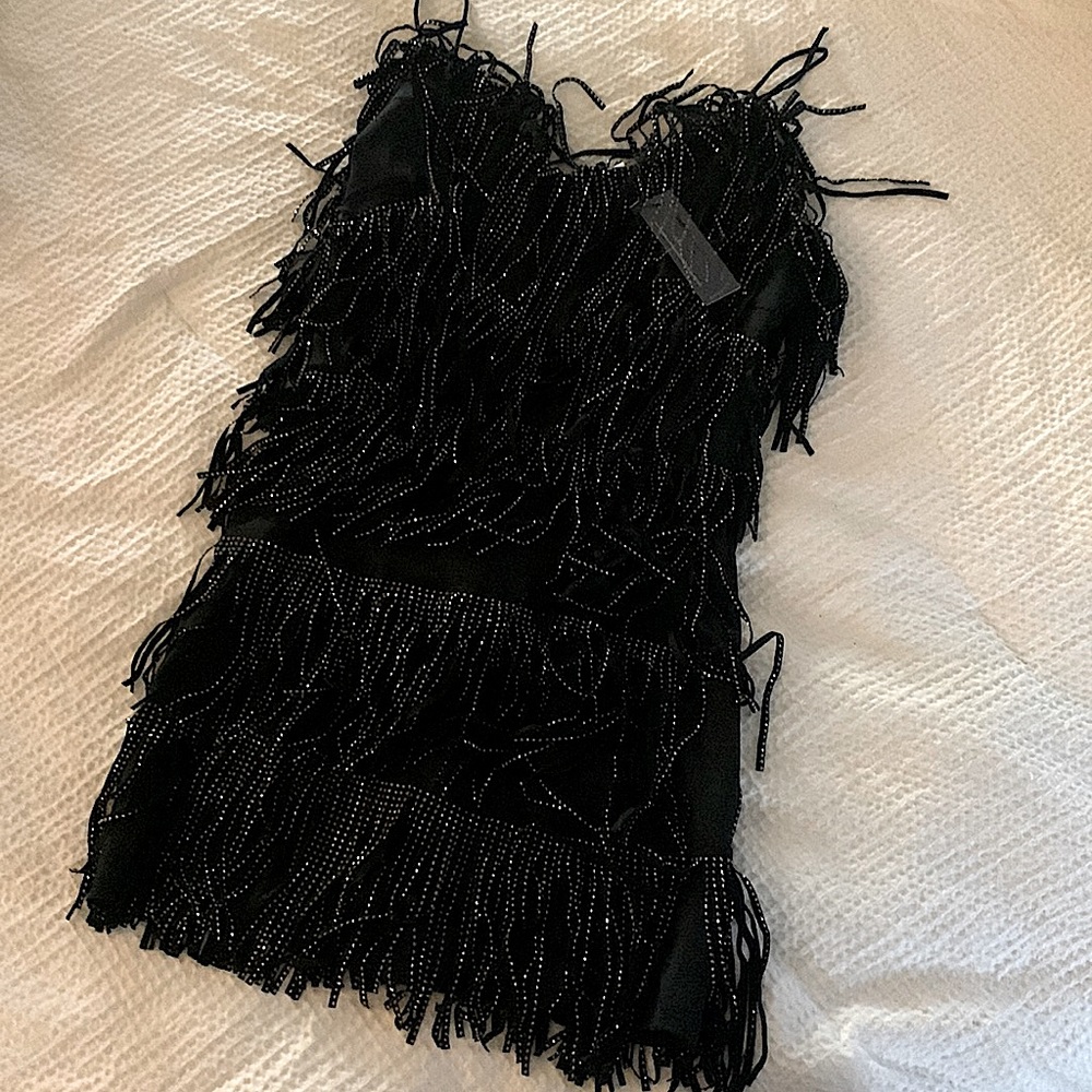 South Boutique “Selah” fringe dress - black